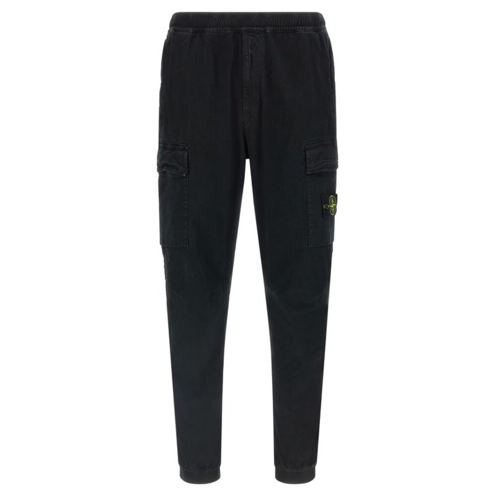 Stone Island Black Cotton Cargo Men's Pants
